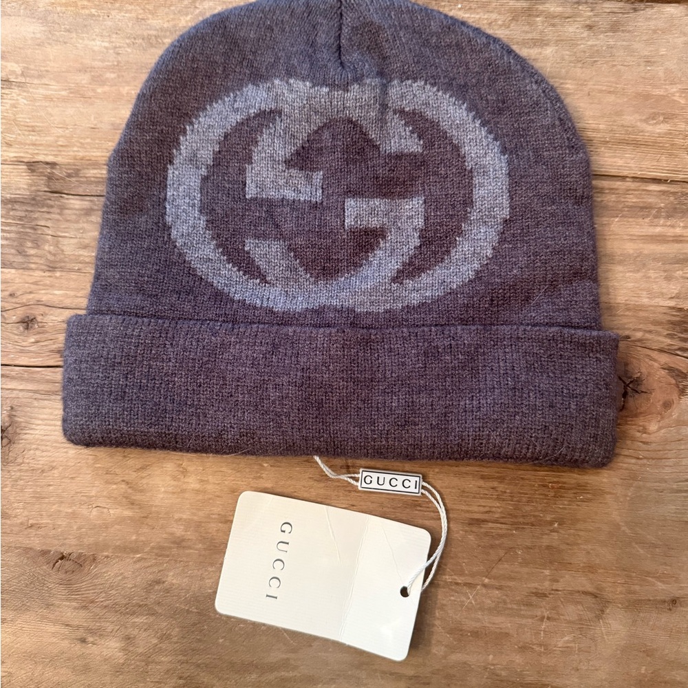 Gucci Brown Wool GG Logo Beanie